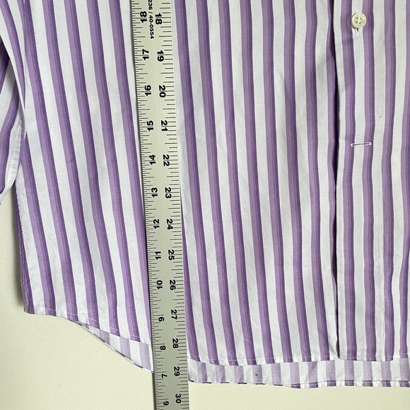 Canali  Dress Shirt Mens 39/15.5 Purple Stripe Button Up Long Sleeve Made Italy - Picture 5 of 9